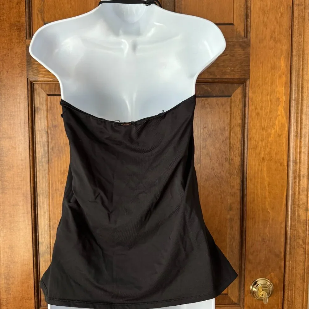 Anne Cole Black Tankini Top w/Removable Strap Large
